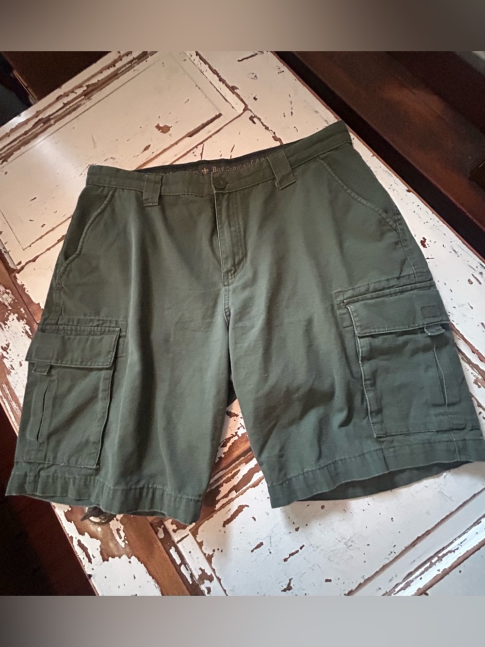 Boy Scouts Of America Uniform Cargo Canvas Green Shorts Ladies Size 14